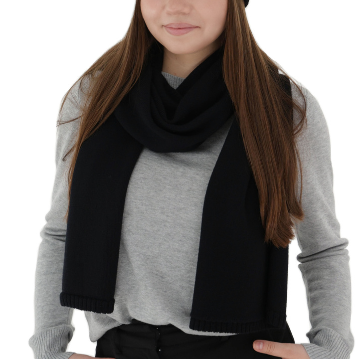 Sciarpa invernale donna, nero, 100% Lana Merino, Elonia
