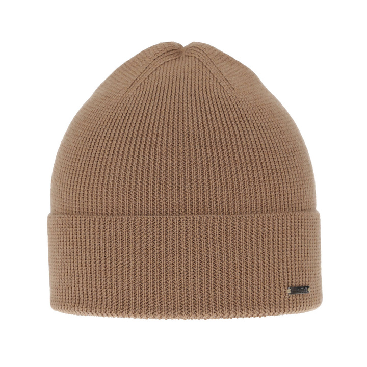 Berretto invernale uomo, camel, 100% Lana Merino, Memfis