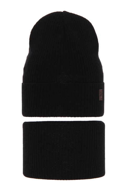 Set autunno/primavera bambino: berretto e scaldacollo, con cotone, nero, Dragon