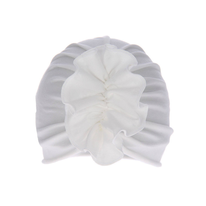 Berretto autunno/primavera bambina, crema, in cotone, con arricciatura decorativa, Werka