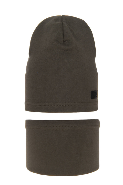 Set autunno/primavera bambino: berretto e scaldacollo, khaki, cotone, Frizi