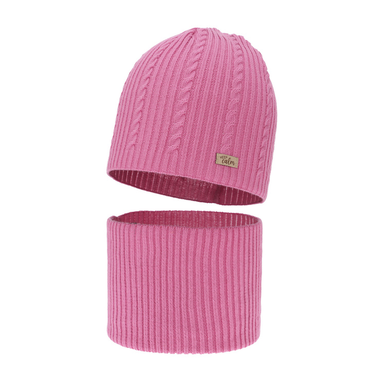 Set autunno/primavera bambina: berretto e scaldacollo, beżowy, con cotone, Ordesa