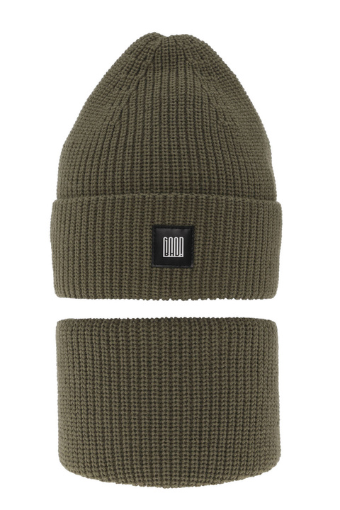 Set invernale bambino: berretto e scaldacollo, khaki, Amadeo