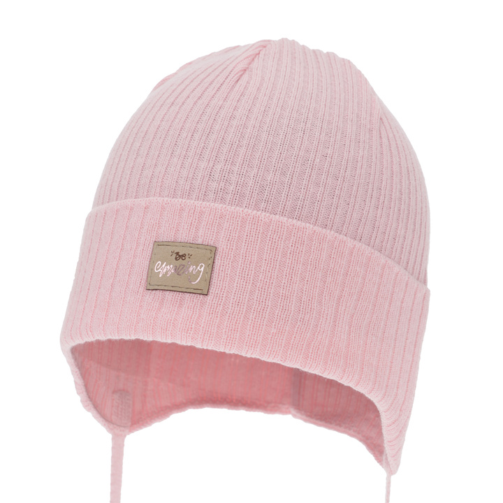 Berretto autunno/primavera bambina, rosa, con lacci, con cotone, Tindra