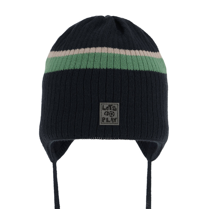 Berretto autunno/primavera bambino, blu navy, con lacci, Oliver