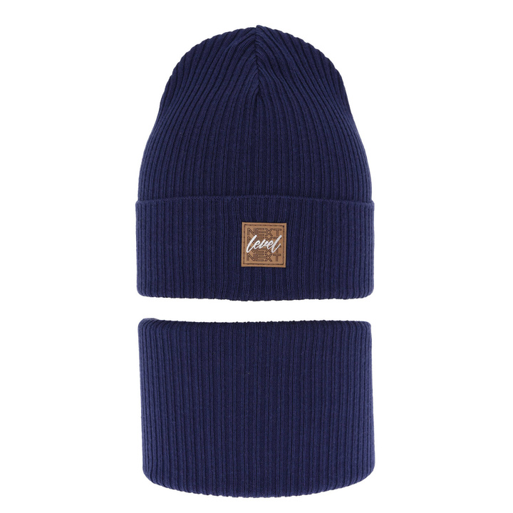 Set autunno/primavera bambino: berretto e scaldacollo, con cotone, blu navy, Fenix