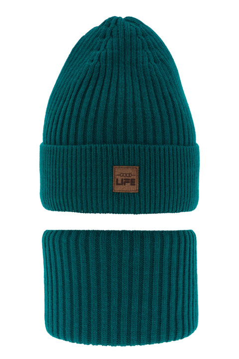 Set invernale bambino: berretto e scaldacollo, verde smeraldo, Basilio
