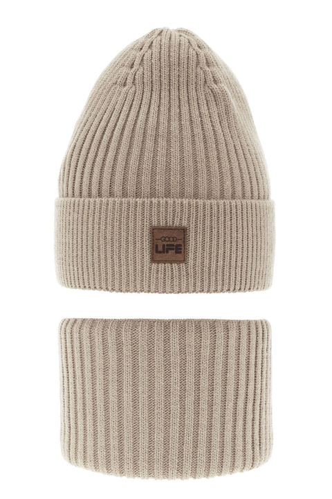 Set invernale bambino: berretto e scaldacollo, beige, Basilio