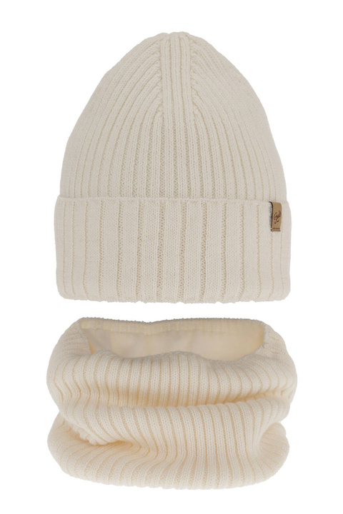 Set invernale bambina: berretto e scaldacollo, crema, 100% Lana Merino, Mesalia