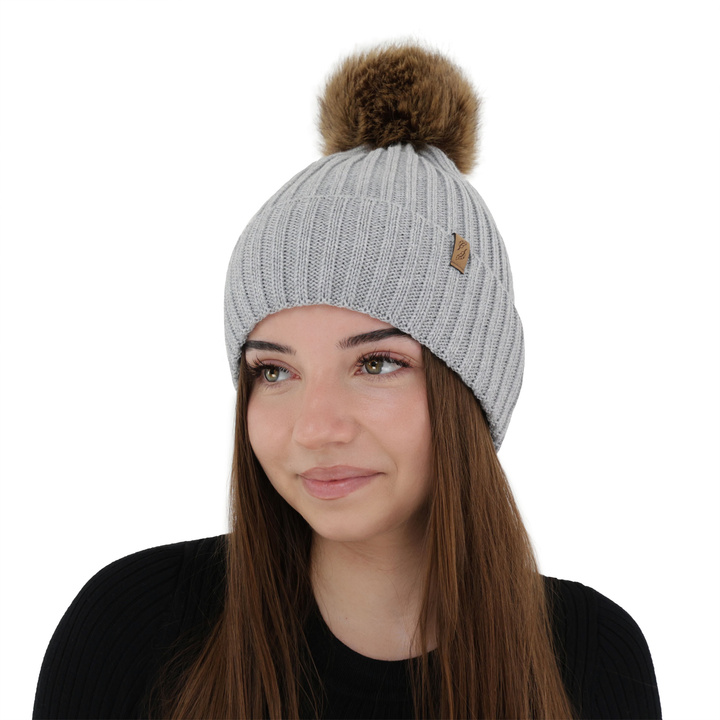 Berretto invernale donna, camel, con lana merino, Zamira