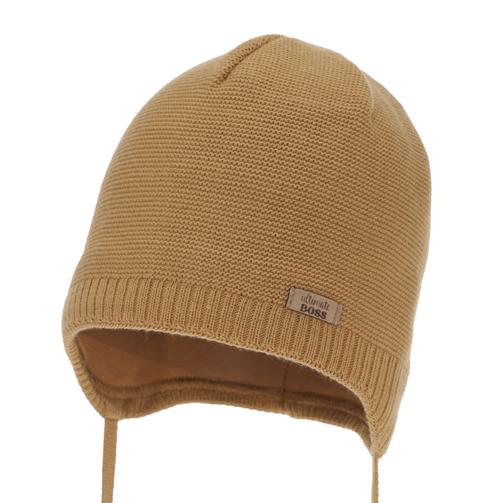 Berretto autunno/primavera bambino, camel, con lacci, Valdis