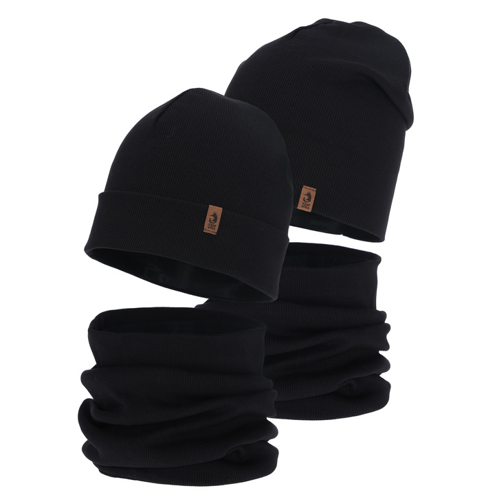 Set autunno/primavera bambino (berretto e scaldacollo), nero, Amalfi