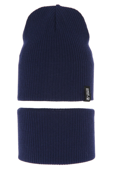 Set autunno/primavera bambino: berretto e scaldacollo, con cotone, blu, Tunis