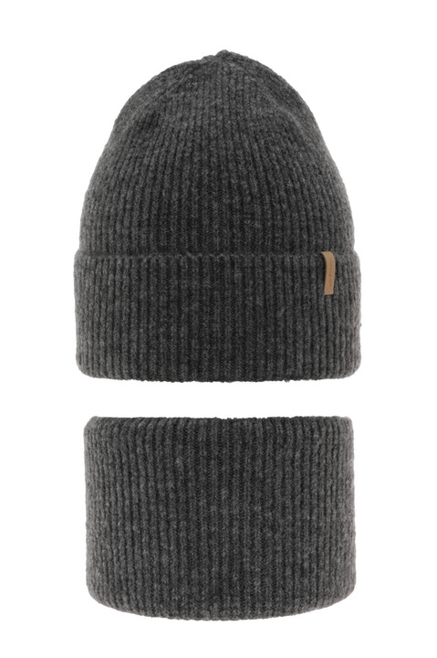Set invernale bambina: berretto e scaldacollo, grigio, Edila