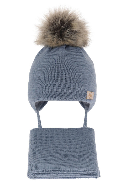 Set invernale bambino: berretto e sciarpa, blu, 100% Lana Merino, Anastazy