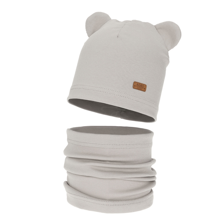 Set autunno/primavera bambina: berretto e scaldacollo, in cotone, beige Georgea
