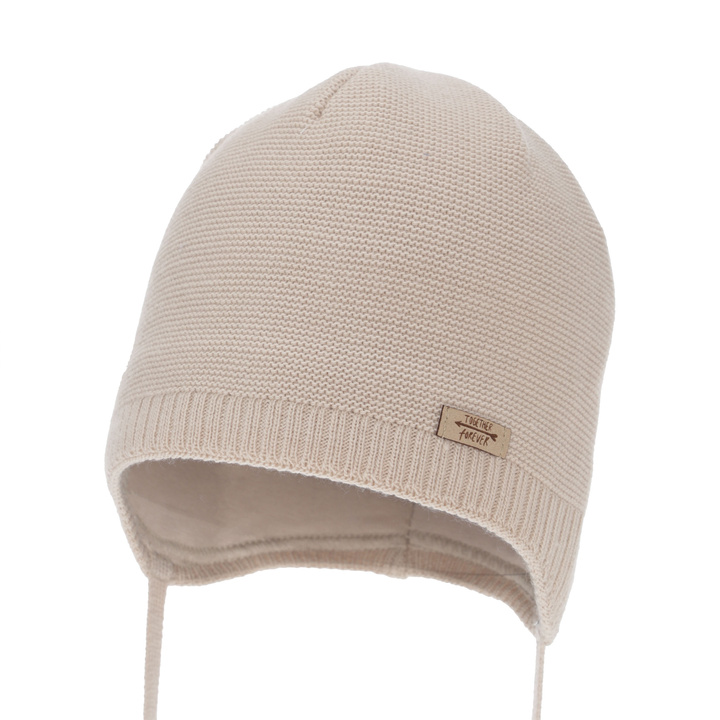Berretto autunno/primavera bambina, beige, con lacci, Svenja