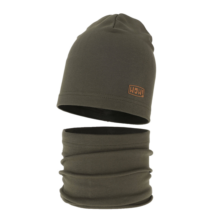 Set autunno/primavera bambino: berretto e scaldacollo, khaki, cotone, Frizer