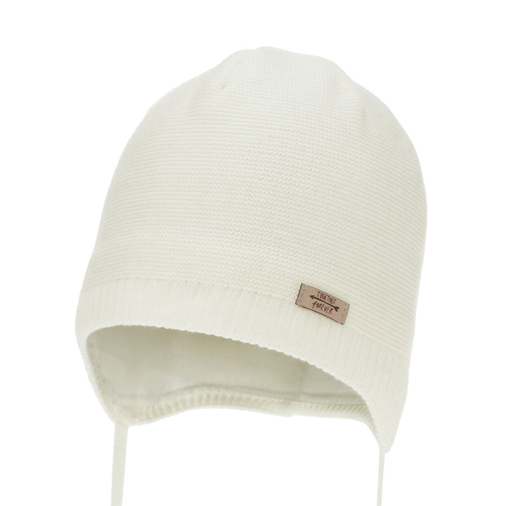 Berretto autunno/primavera bambina, cremoso, con lacci, Svenja