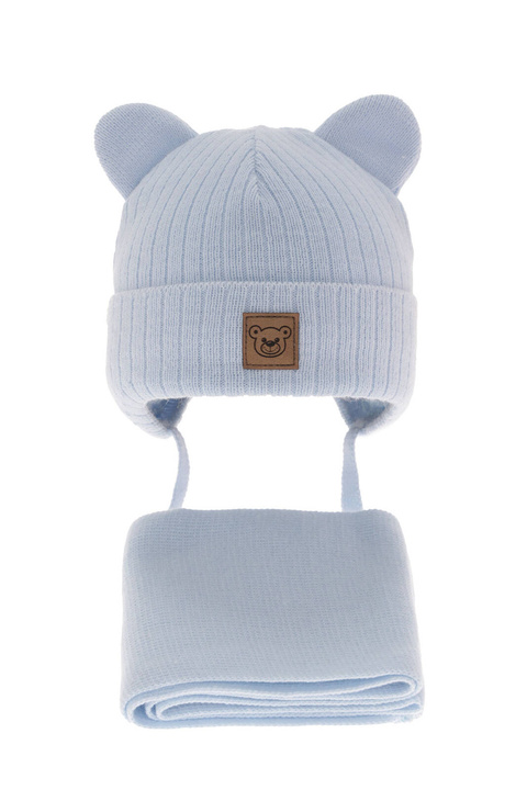 Set invernale bambino: berretto e sciarpa, azzurro, con lacci, Anthony