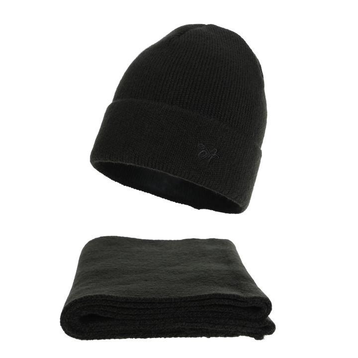 Set invernale donna: berretto e sciarpa, nero, Rava