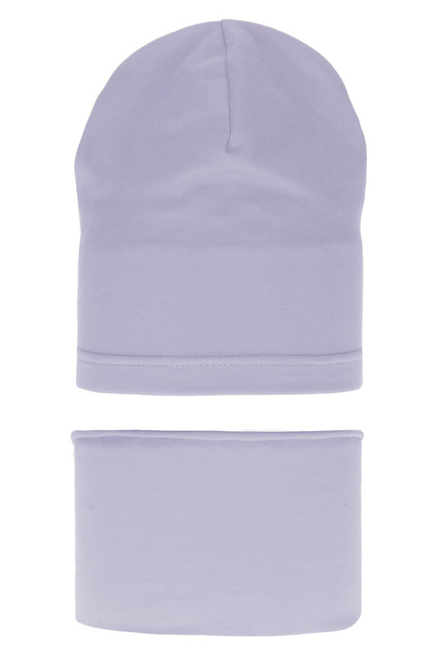 Set autunno/primavera bambina: berretto e scaldacollo, viola, in cotone, Hazelka