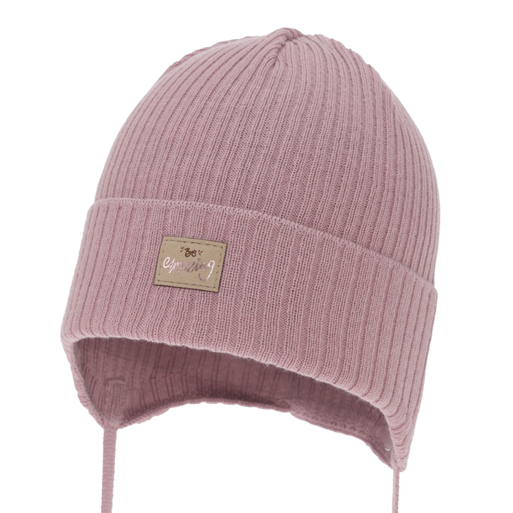 Berretto autunno/primavera bambina, rosa, con lacci, con cotone, Tindra