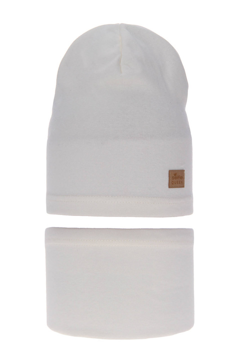 Set autunno/primavera bambina: berretto e scaldacollo, crema, cotone, Selfie
