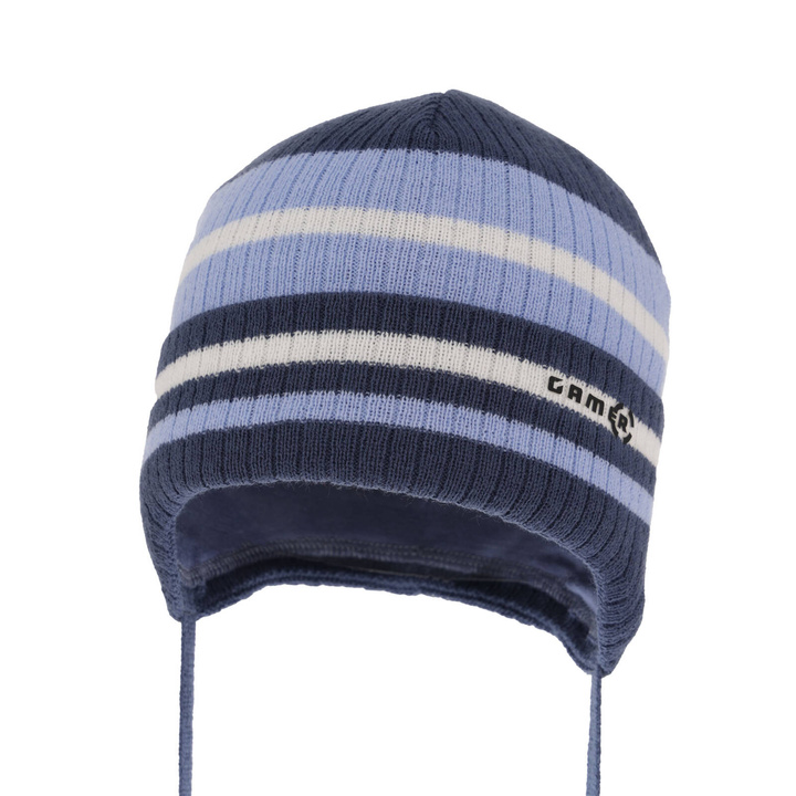 Berretto autunno/primavera bambino, blu scuro, con lacci, Oleander