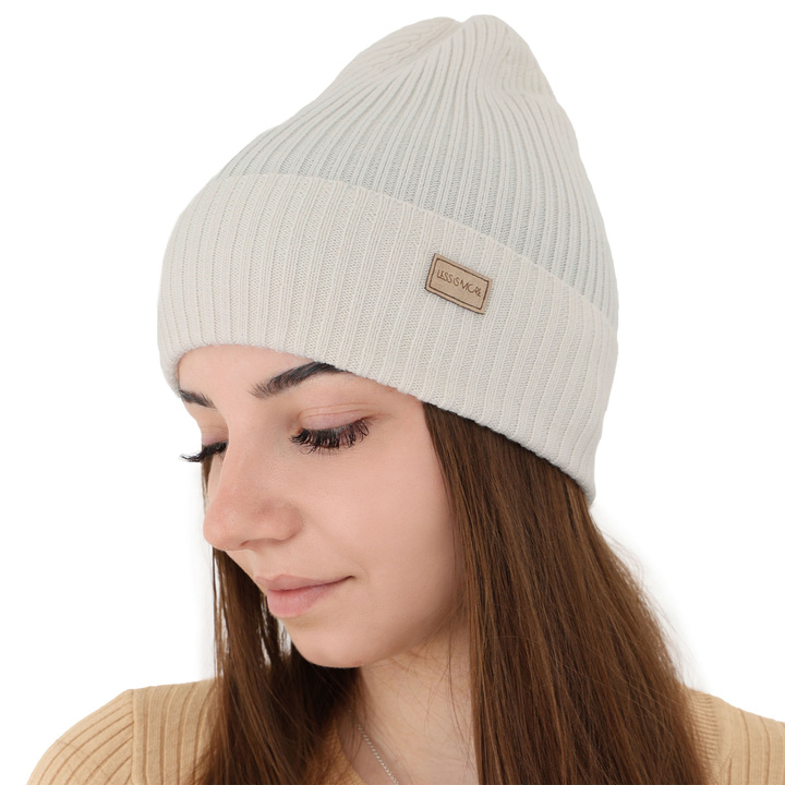 Berretto invernale donna, bianco, 100% Lana Merino, Sophie