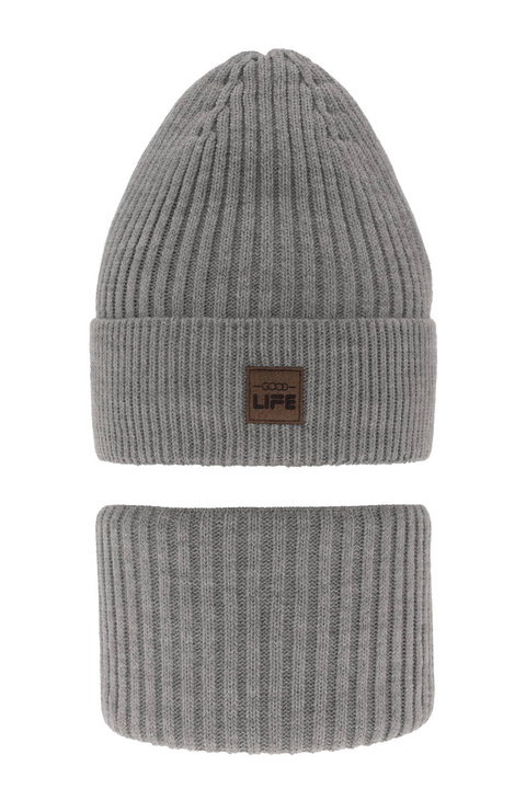 Set invernale bambino: berretto e scaldacollo, grigio, Basilio