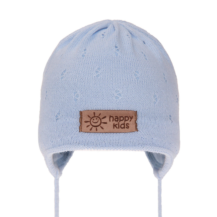 Berretto autunno/primavera bambino, azzurro, con lacci, Bobi