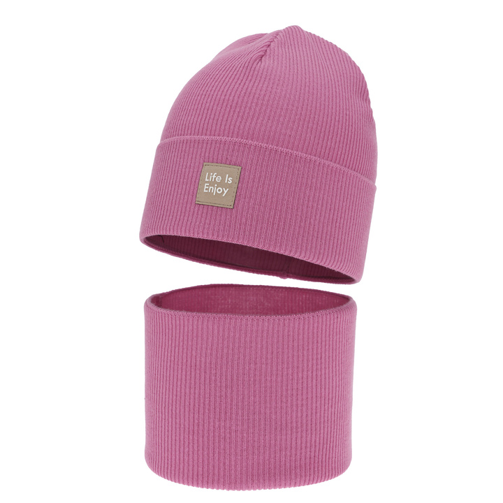 Set autunno/primavera bambina: berretto e scaldacollo, con cotone, cremoso, Zola