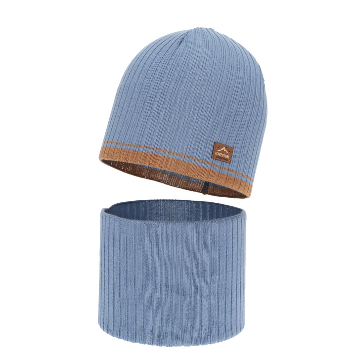 Set autunno/primavera bambino (berretto e scaldacollo), nero, con cotone, Eirik