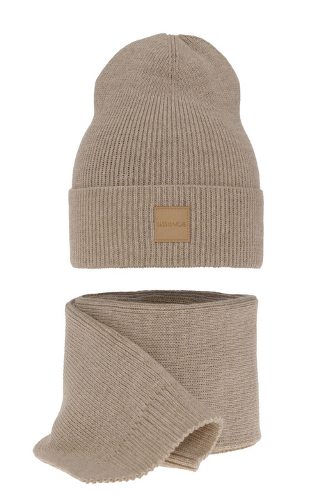 Set invernale donna: berretto e sciarpa, beige, Nathalie