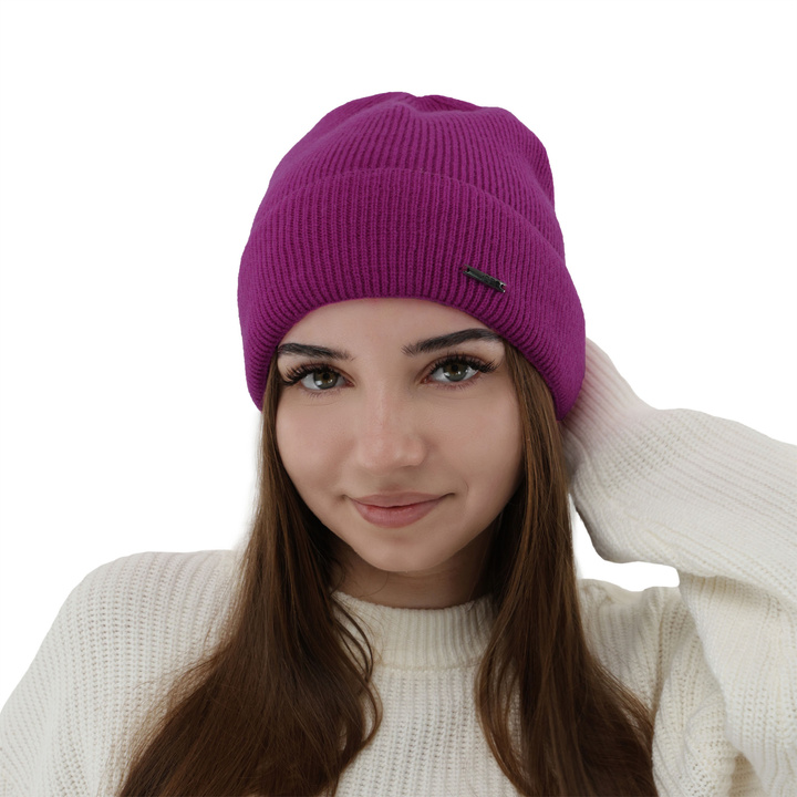 Berretto autunno/inverno donna, viola, lana merino con cashmere, Sindra