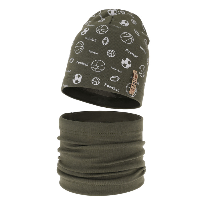 Set autunno/primavera bambino: berretto e scaldacollo, khaki, cotone, Paolo