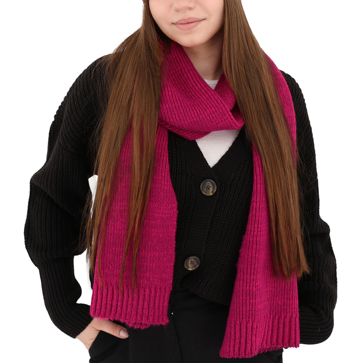 Sciarpa invernale donna, rosa, 100% Lana Merino, Loretta