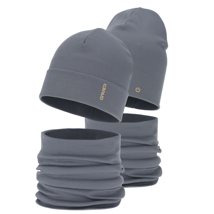 Set autunno/primavera bambino (berretto e scaldacollo), grigio, cotone, Desider