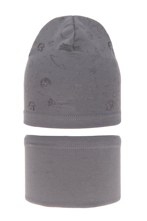 Set autunno/primavera bambino: berretto e scaldacollo, grigio, cotone, Kosmos